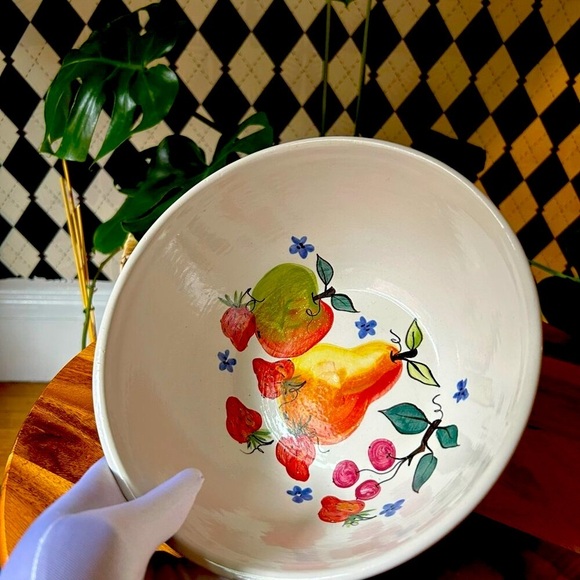 Vintage Hand Painted Large (9”) Ceramic Bowl by Shard Pottery - Picture 5 of 6